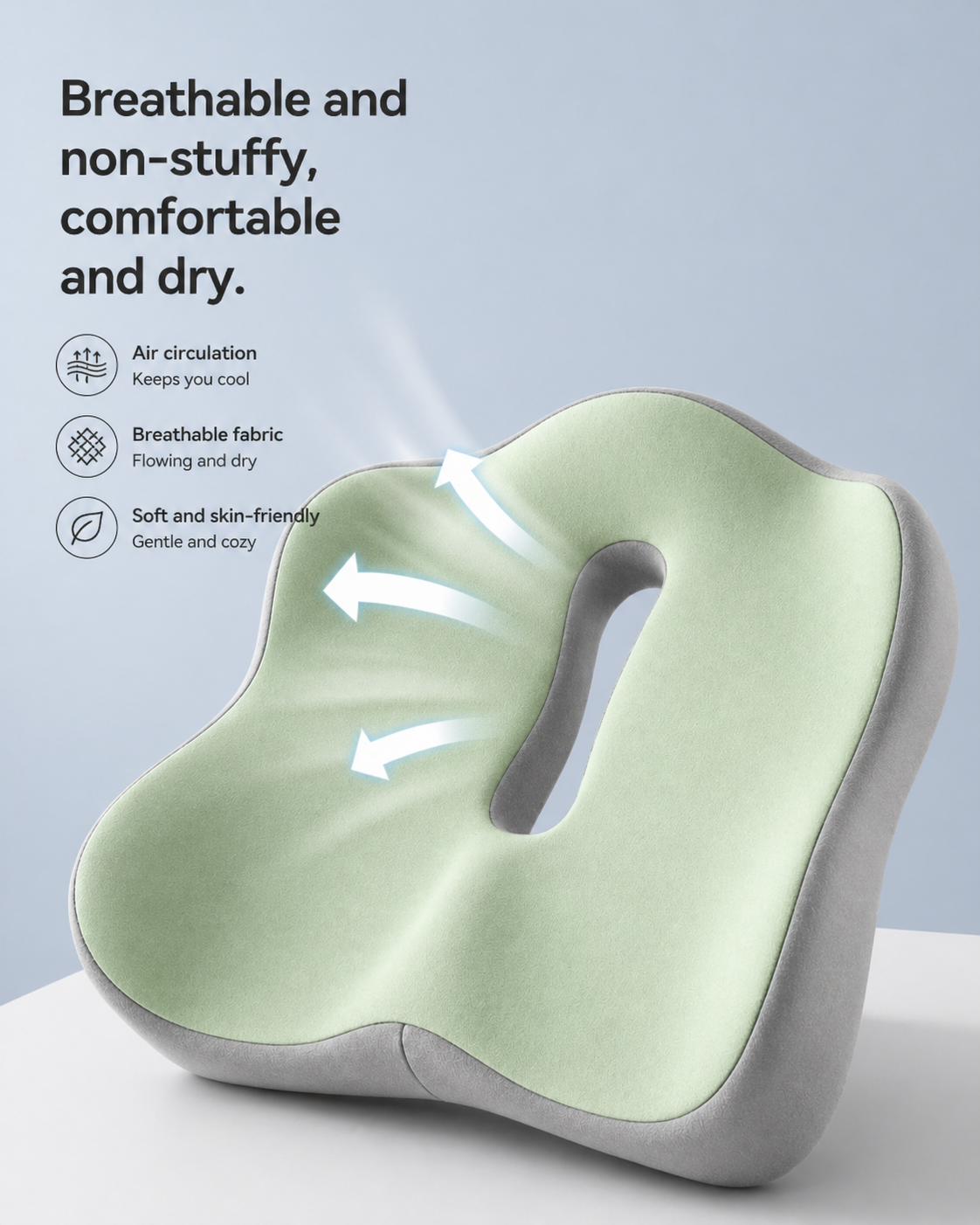 Ergonomic Memory Foam Seat Cushion for Office Chair, Car & Tailbone Relief