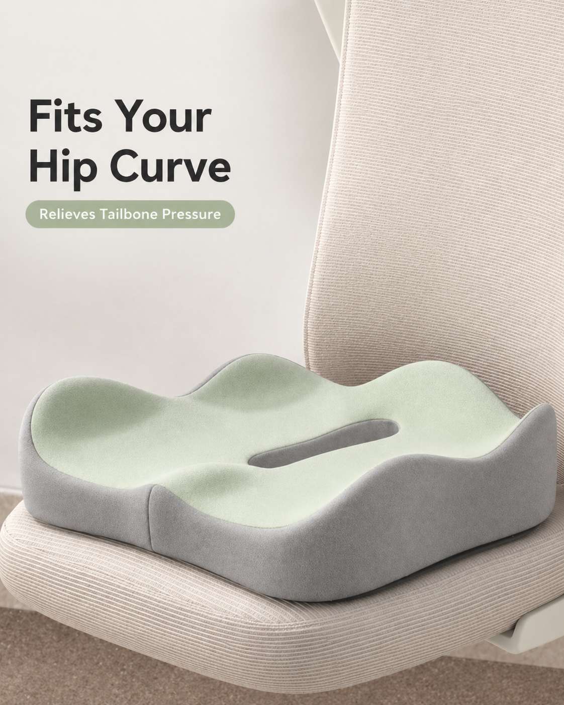 Ergonomic Memory Foam Seat Cushion for Office Chair, Car & Tailbone Relief